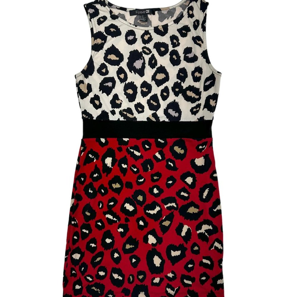 Forever 21 Contrast Cheetah Print Mini Dress (M) - Picture 1 of 7